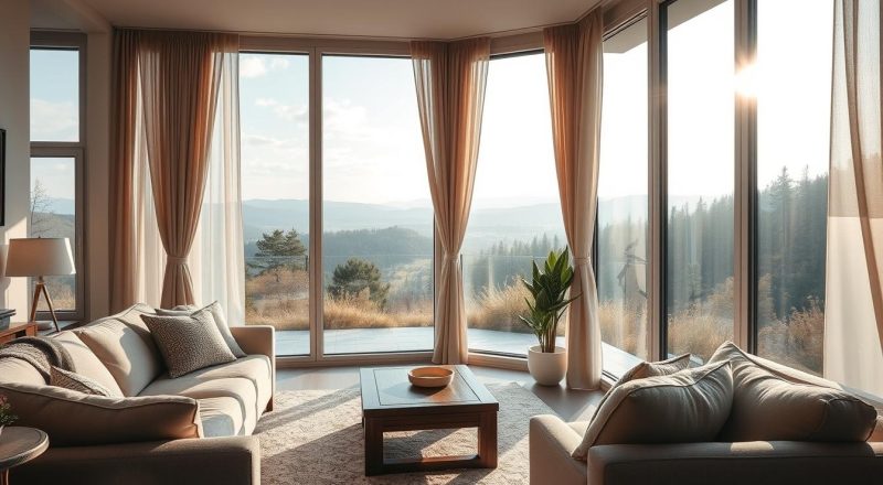 wohnzimmer mit fensterfront einrichten