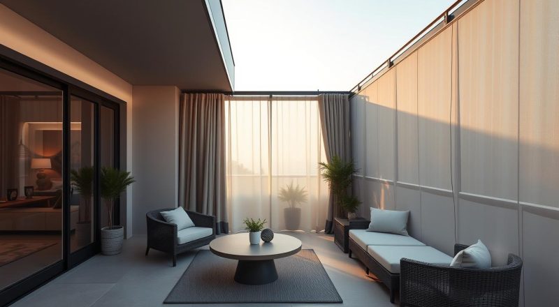 Sichtschutz Terrasse mit modernen Terrassenvorhängen